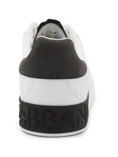 Dolce & Gabbana Portifano Panelled Leather Sneakers In White