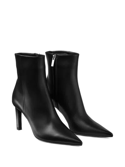 Jimmy Choo Pointed Toe High-heeled Ankle Boots In Black Calfskin Leather