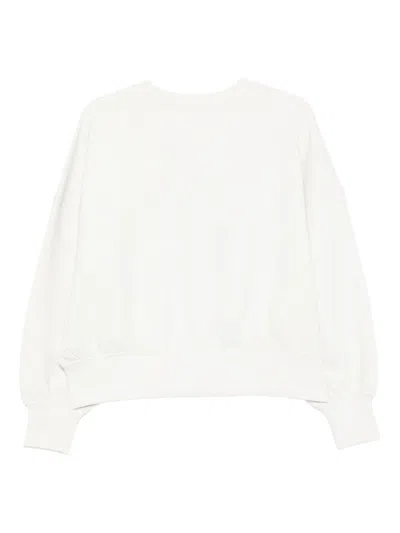 Emporio Armani Logo Crewneck Sweatshirt With Ribbed Cuffs In White