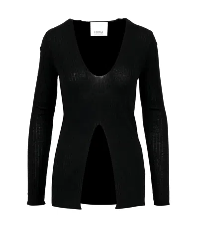 Erika Cavallini Long-sleeved Sweater In Black