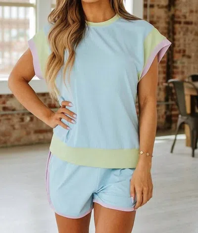 Why Dress Color Block Top In Blue Multi In Blue