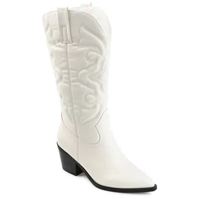 Journee Collection Womens Chantry Stacked Heel Dress Boots In White