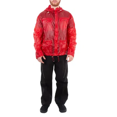 Ferragamo Hooded Windbreaker Jacket With Adjustable Drawstrings In Red