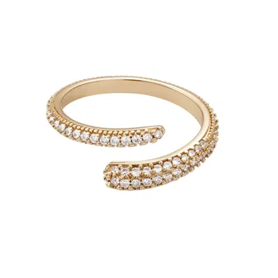 Adornia 14k Gold Plated Overlapping Cz Pave Bands In Gold