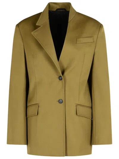 Attico Structured Asymmetrical Jacket With High Collar In Yellow