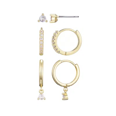 Adornia Gold Cubic Zirconia Earring Set In Multi
