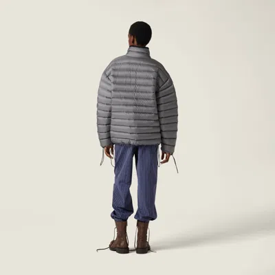 Miu Miu Lightweight Puffer Jacket Drawstring Features In Gray