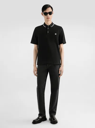 Dolce & Gabbana Cotton Pique Polo In Black