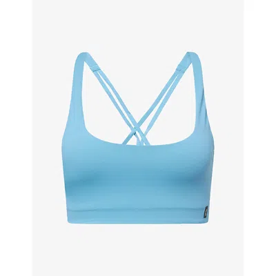 On Womens Niagara Studio Scoop-neck Embossed-logo Performance Bra In Blue