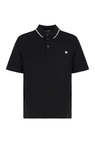Dolce & Gabbana Cotton Pique Polo In Black