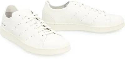 Y-3 White Leather Sneakers With Rounded Toe And Lace-up Closure