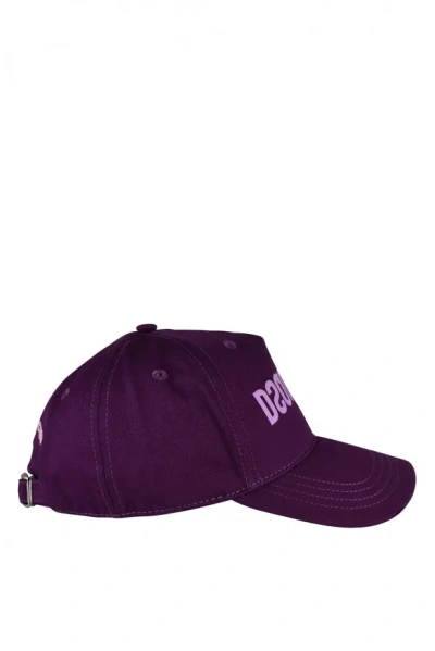 Dsquared2 Deep Purple Cotton Cap With Distressed Front In Purple