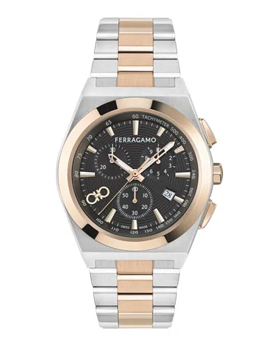 Ferragamo Vega Upper East Chrono Bracelet Watch In Metallic