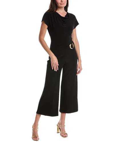 Joseph Ribkoff Buckle Wrap Front Jumpsuit In Black In Black