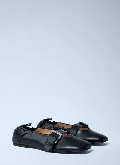 Ganni Ballerina With Buckle Strap In Black