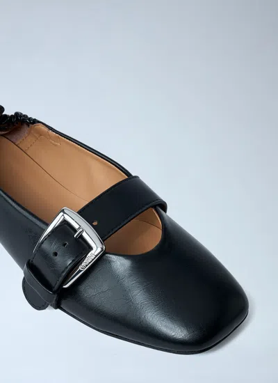 Ganni Ballerina With Buckle Strap In Black