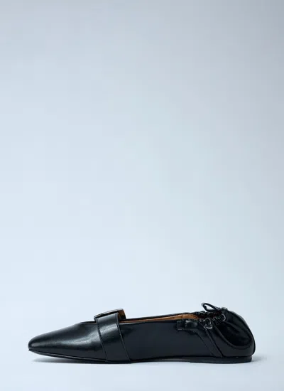 Ganni Ballerina With Buckle Strap In Black