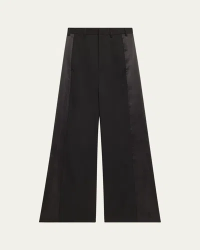 Mm6 Maison Margiela Satin Palazzo Tailored Pants In Black
