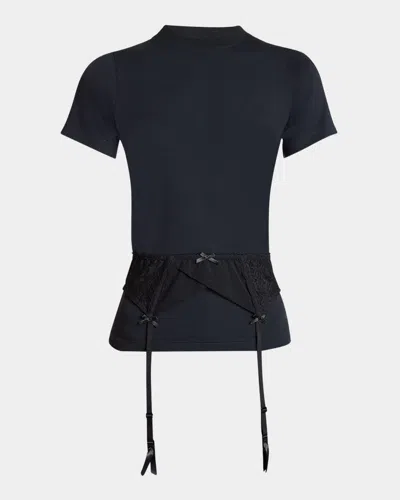 Balenciaga Black Jersey Stretch Lingerie T-shirt In Black