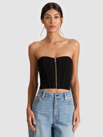 Alice And Olivia Tasha Zip Front Corset In Black
