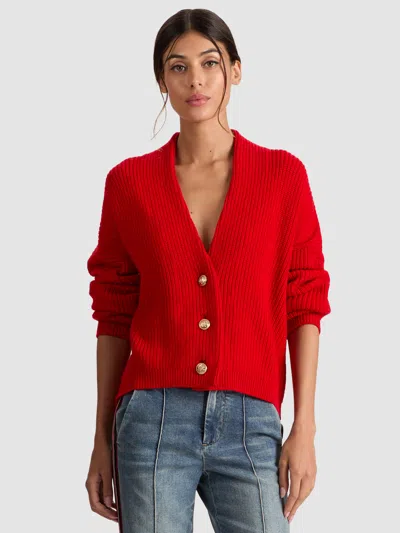 Alice And Olivia Holden Foldback Cardigan In Red
