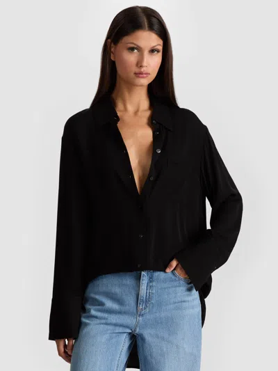 Alice And Olivia Finely Oversized Button Down In Black