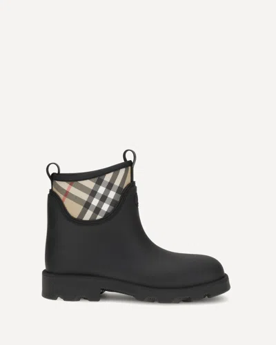Burberry Marsh Stamp Rubber Ankle Boots In Black