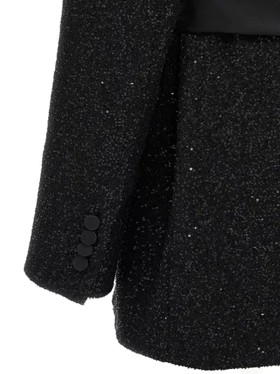 Max Mara Pau Viscose Blend Blazer With All-over Sequins In Black
