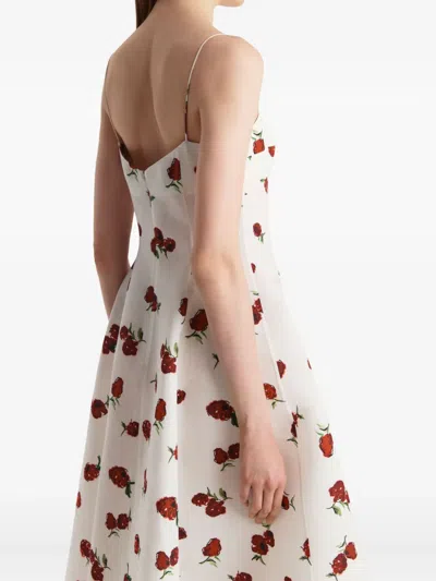 Khaite Isabella Floral Empire-waist A-line Midi Dress In Neutral