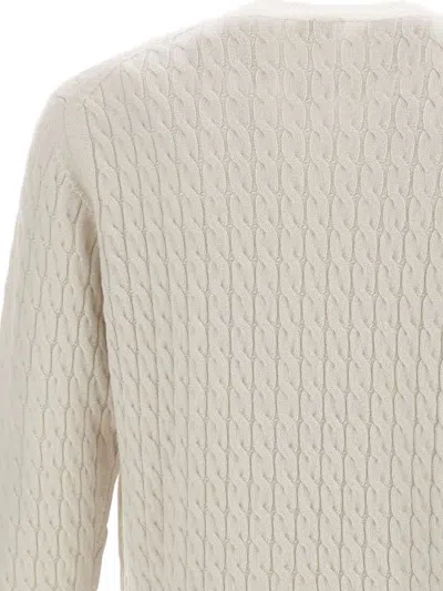 Eleventy Cable-knit Ribbed-edge Sweater In Neutral