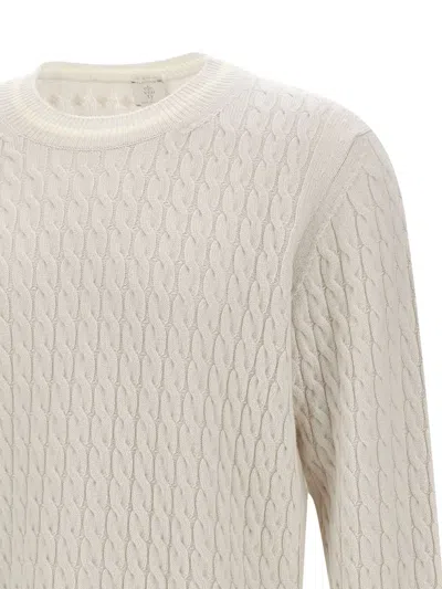 Eleventy Cable-knit Ribbed-edge Sweater In Neutral
