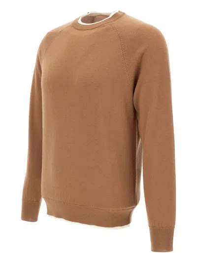 Eleventy Ribbed-hem Wool Sweater In Brown