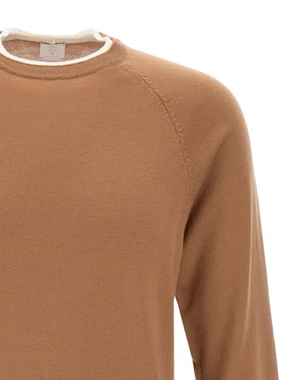 Eleventy Ribbed-hem Wool Sweater In Brown