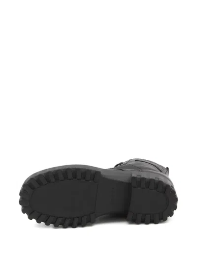Hogan H700 Chunky Biker Boots In Leather In Black