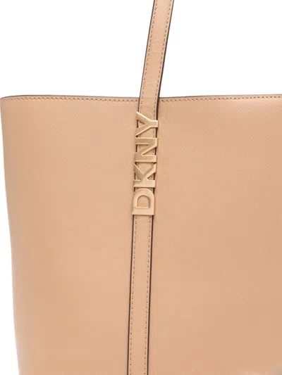 Dkny Medium Logo-plaque Tote Bag In Neutral