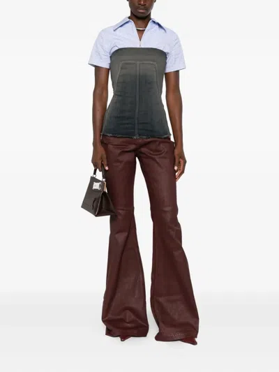 Rick Owens Drkshdw Bolan Wax-coated Jeans In Brown