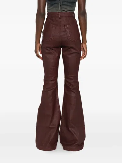 Rick Owens Drkshdw Bolan Wax-coated Jeans In Brown