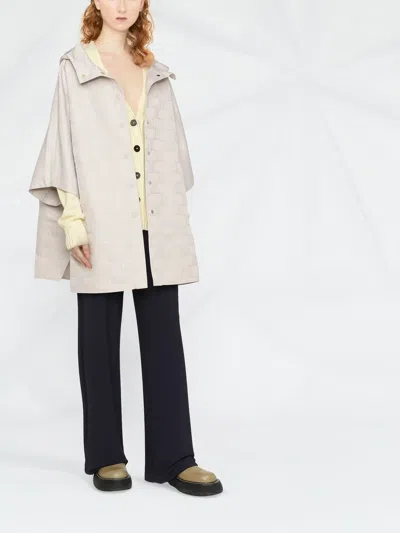Max Mara Monogram Jacquard Satin Coat In Neutral