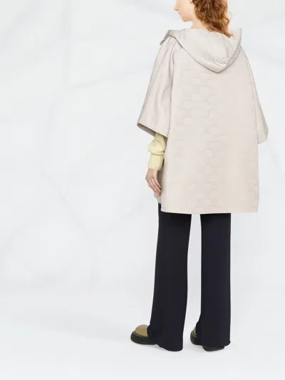 Max Mara Monogram Jacquard Satin Coat In Neutral