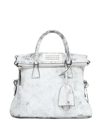 Maison Margiela Textured Leather Shoulder Bag And Strap In White