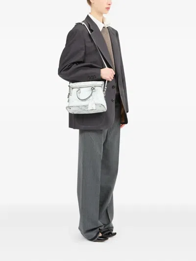 Maison Margiela Textured Leather Shoulder Bag And Strap In White