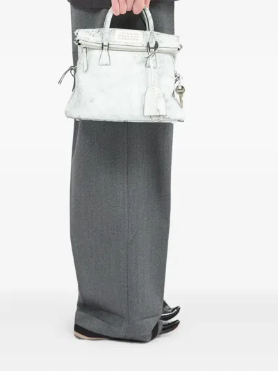 Maison Margiela Textured Leather Shoulder Bag And Strap In White