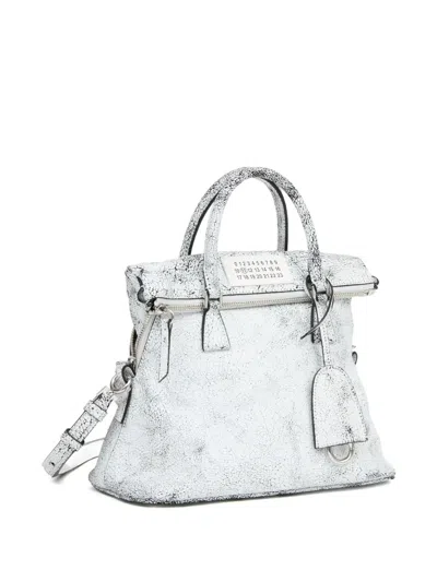 Maison Margiela Textured Leather Shoulder Bag And Strap In White