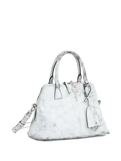 Maison Margiela Textured Leather Shoulder Bag And Strap In White