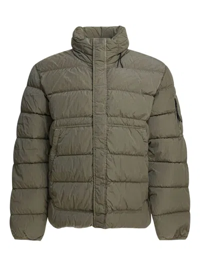 C.p. Company Medium-length Quilted Puffer Jacket With High Collar In Green