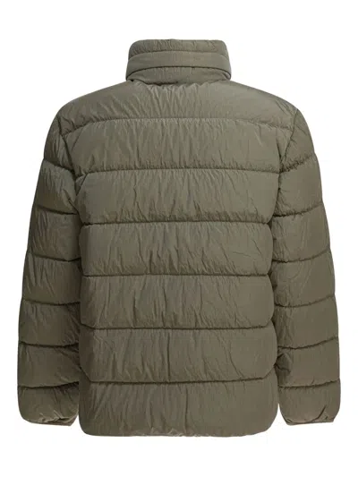 C.p. Company Medium-length Quilted Puffer Jacket With High Collar In Green