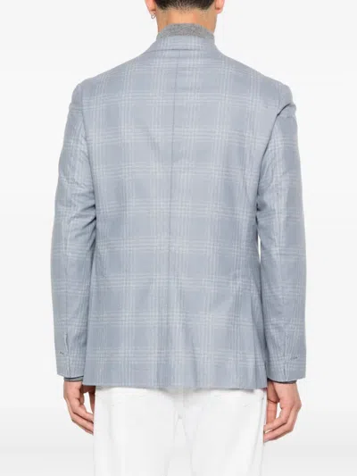 Eleventy Checked Single-breasted Blazer In Blue