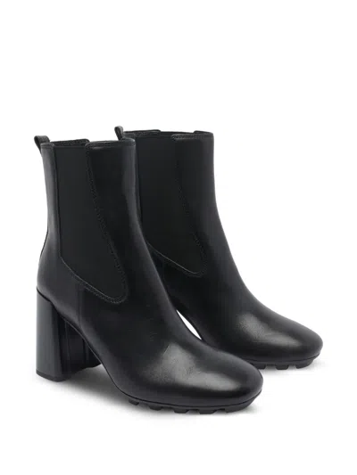 Hogan Pump Booties With Block Heel And Elastic Side Panels In Black
