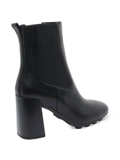 Hogan Pump Booties With Block Heel And Elastic Side Panels In Black
