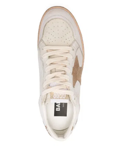 Golden Goose Ball Star Sneakers In Leather With Suede Star And Horsy Cow Printed Heel Tab In White
